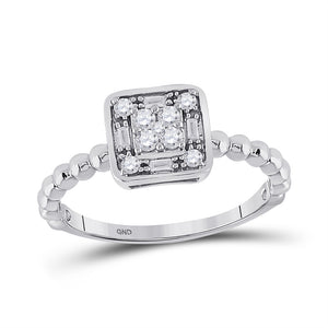 10kt White Gold Womens Round Diamond Square Cluster Ring 1/4 Cttw