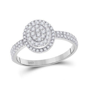 10kt White Gold Womens Round Diamond Cluster Ring 1/2 Cttw