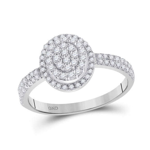 10kt White Gold Womens Round Diamond Cluster Ring 1/2 Cttw