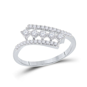 10kt White Gold Womens Round Diamond Bypass Fashion Ring 1/3 Cttw