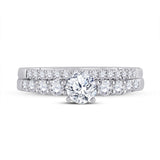 14kt White Gold Round Diamond Bridal Wedding Ring Band Set 1-1/3 Cttw