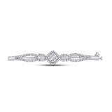 14kt White Gold Womens Baguette Diamond Bangle Bracelet 3/4 Cttw