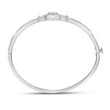 14kt White Gold Womens Baguette Diamond Bangle Bracelet 3/4 Cttw