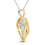 10kt Yellow Gold Mens Round Diamond Wings Cross Charm Pendant 1/2 Cttw