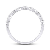 14kt White Gold Womens Round Diamond Wave Stackable Band Ring 1/10 Cttw
