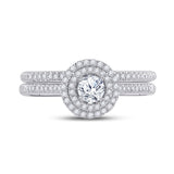 10kt White Gold Round Diamond Bridal Wedding Ring Band Set 1/2 Cttw