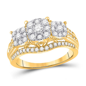 10kt White Gold Womens Round Diamond Cluster 3-stone Ring 1 Cttw