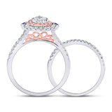 10kt Two-tone Gold Round Diamond Bridal Wedding Ring Band Set 1 Cttw