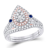 10kt Two-tone Gold Round Diamond Bridal Wedding Ring Band Set 1 Cttw