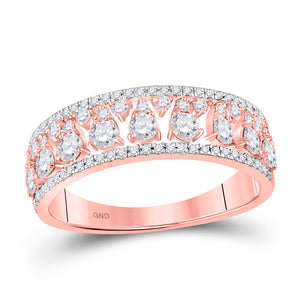 14kt Rose Gold Womens Round Diamond Band Ring 3/4 Cttw