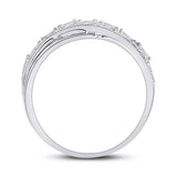 14kt White Gold Womens Baguette Round Diamond Crossover Band Ring 1/4 Cttw