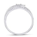 14kt White Gold Womens Baguette Diamond Crossover Fashion Ring 1/4 Cttw