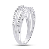 14kt White Gold Womens Baguette Diamond Crossover Fashion Ring 1/4 Cttw