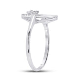 14kt White Gold Womens Baguette Diamond Scattered Oval Ring 1/8 Cttw