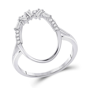 14kt White Gold Womens Round Diamond Scattered Oval Ring 1/6 Cttw
