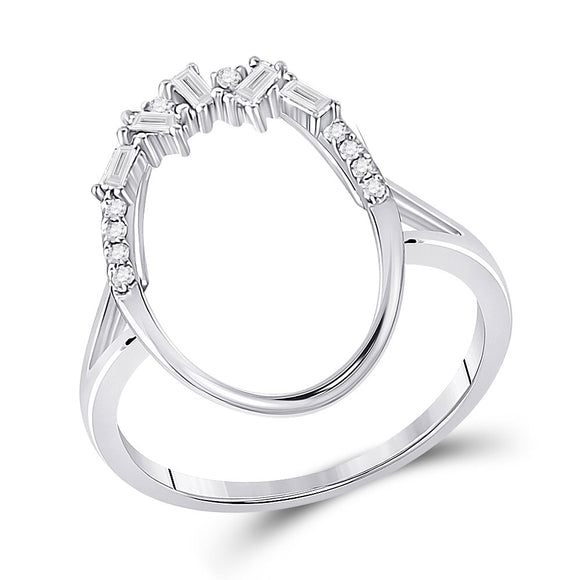 14kt White Gold Womens Round Diamond Scattered Oval Ring 1/6 Cttw