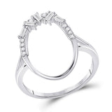 14kt White Gold Womens Round Diamond Scattered Oval Ring 1/6 Cttw