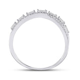 14kt White Gold Womens Baguette Diamond Crossover Band Ring 1/4 Cttw