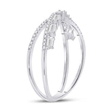 14kt White Gold Womens Baguette Diamond Crossover Band Ring 1/4 Cttw
