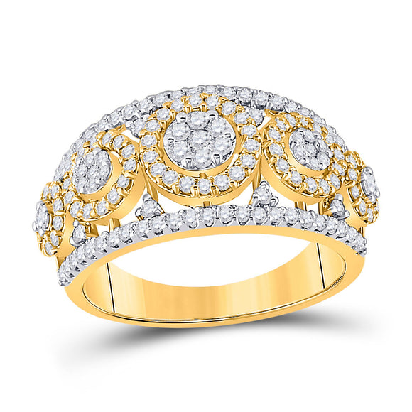 14kt White Gold Womens Round Diamond Cluster Anniversary Ring 1 Cttw