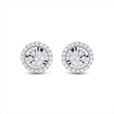 14kt White Gold Womens Round Diamond Cluster Earrings 1/4 Cttw