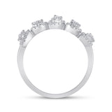 14kt White Gold Womens Round Diamond Lined Pear Band Ring 1/3 Cttw