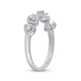 14kt White Gold Womens Round Diamond Lined Pear Band Ring 1/3 Cttw
