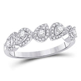 14kt White Gold Womens Round Diamond Lined Pear Band Ring 1/3 Cttw