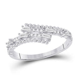 14kt White Gold Womens Baguette Diamond Bypass Band Ring 1/5 Cttw