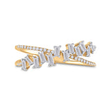14kt Yellow Gold Womens Baguette Diamond Crossover Fashion Ring 1/3 Cttw