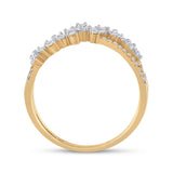 14kt Yellow Gold Womens Baguette Diamond Crossover Fashion Ring 1/3 Cttw
