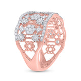 14kt Rose Gold Womens Round Diamond Right Hand Cocktail Ring 7/8 Cttw