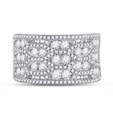 14kt White Gold Womens Round Diamond Right Hand Cocktail Ring 1-3/4 Cttw