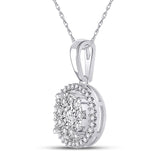 10kt White Gold Womens Round Diamond Fashion Halo Cluster Pendant 1/6 Cttw