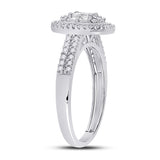 14kt White Gold Emerald Diamond Halo Bridal Wedding Engagement Ring 5/8 Cttw
