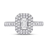 14kt White Gold Emerald Diamond Halo Bridal Wedding Engagement Ring 1 Cttw