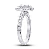 14kt White Gold Emerald Diamond Halo Bridal Wedding Engagement Ring 1 Cttw