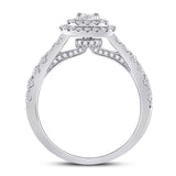 14kt White Gold Emerald Diamond Halo Bridal Wedding Engagement Ring 1 Cttw