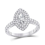 14kt White Gold Marquise Diamond Solitaire Bridal Wedding Engagement Ring 1 Cttw