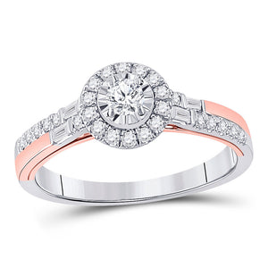 10kt Two-tone Gold Round Diamond Halo Bridal Wedding Engagement Ring 1/2 Cttw