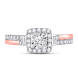 10kt Two-tone Gold Round Diamond Halo Bridal Wedding Engagement Ring 1/2 Cttw