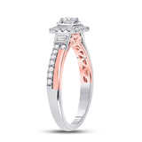 10kt Two-tone Gold Round Diamond Halo Bridal Wedding Engagement Ring 1/2 Cttw
