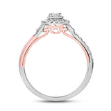 10kt Two-tone Gold Round Diamond Halo Bridal Wedding Engagement Ring 1/2 Cttw