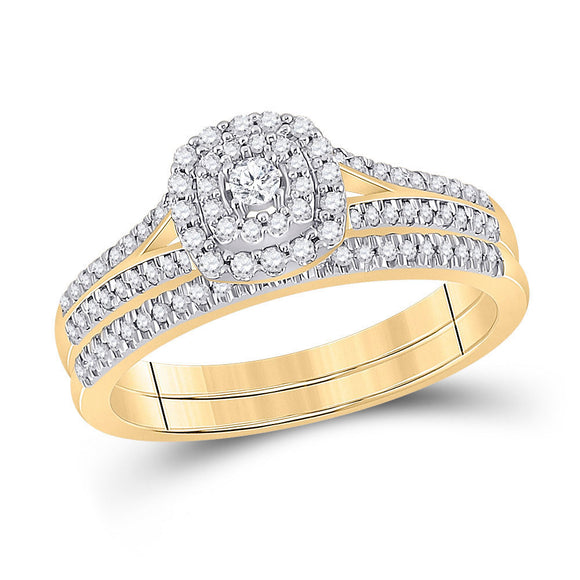 10kt Yellow Gold Round Diamond Bridal Wedding Ring Band Set 1/3 Cttw