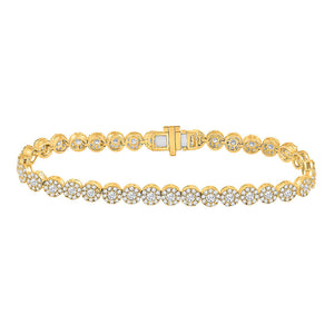 14kt Yellow Gold Womens Round Diamond Tennis Bracelet 3 Cttw