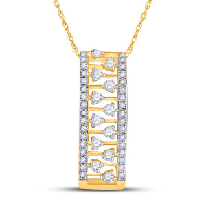 14kt Yellow Gold Womens Round Diamond Rectangular Fashion Necklace 1/3 Cttw