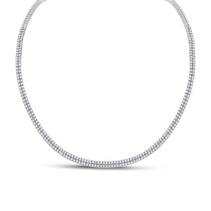 14kt White Gold Womens Round Diamond 2-Row Tennis Necklace 2-3/8 Cttw