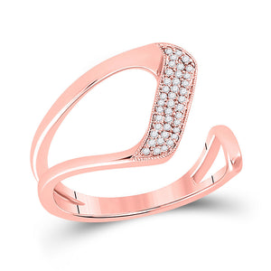 14kt Rose Gold Womens Round Diamond Geometric Fashion Ring 1/6 Cttw