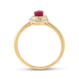 14kt Yellow Gold Womens Pear Ruby Diamond Halo Solitaire Ring 3/4 Cttw