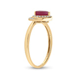 14kt Yellow Gold Womens Pear Ruby Diamond Halo Solitaire Ring 3/4 Cttw